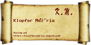 Klopfer Mária névjegykártya